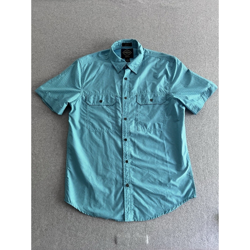 St John's Bay Men's Shirt Short Sleeve Quick Dri Terra Tek Green Medium M UPF 30